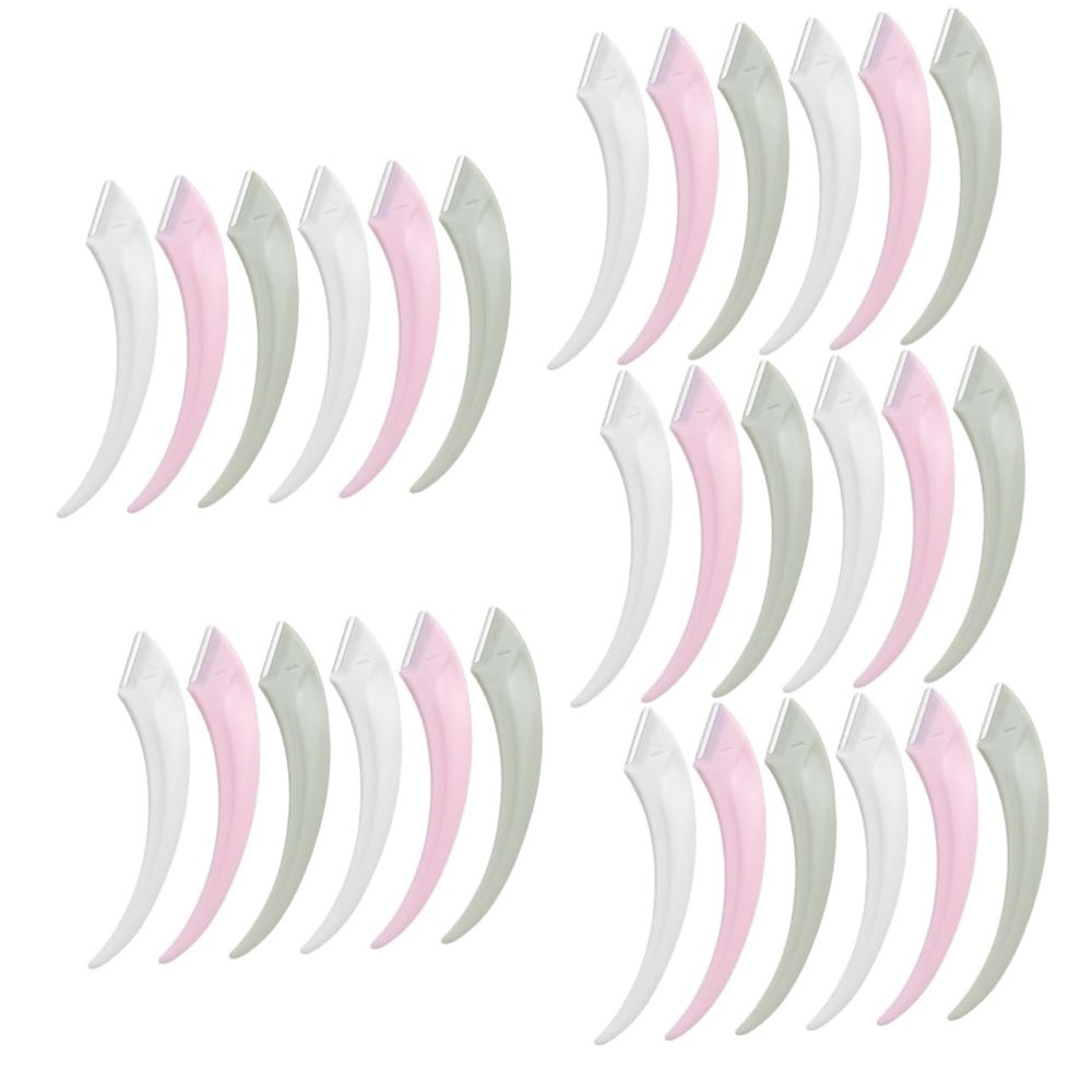 Didiseaon 30pcs Stainless Steel Eyebrow Portable Facial Shaver for Women Eyebrow Trimmer Protective Design for Travel Daily Grooming in White Green