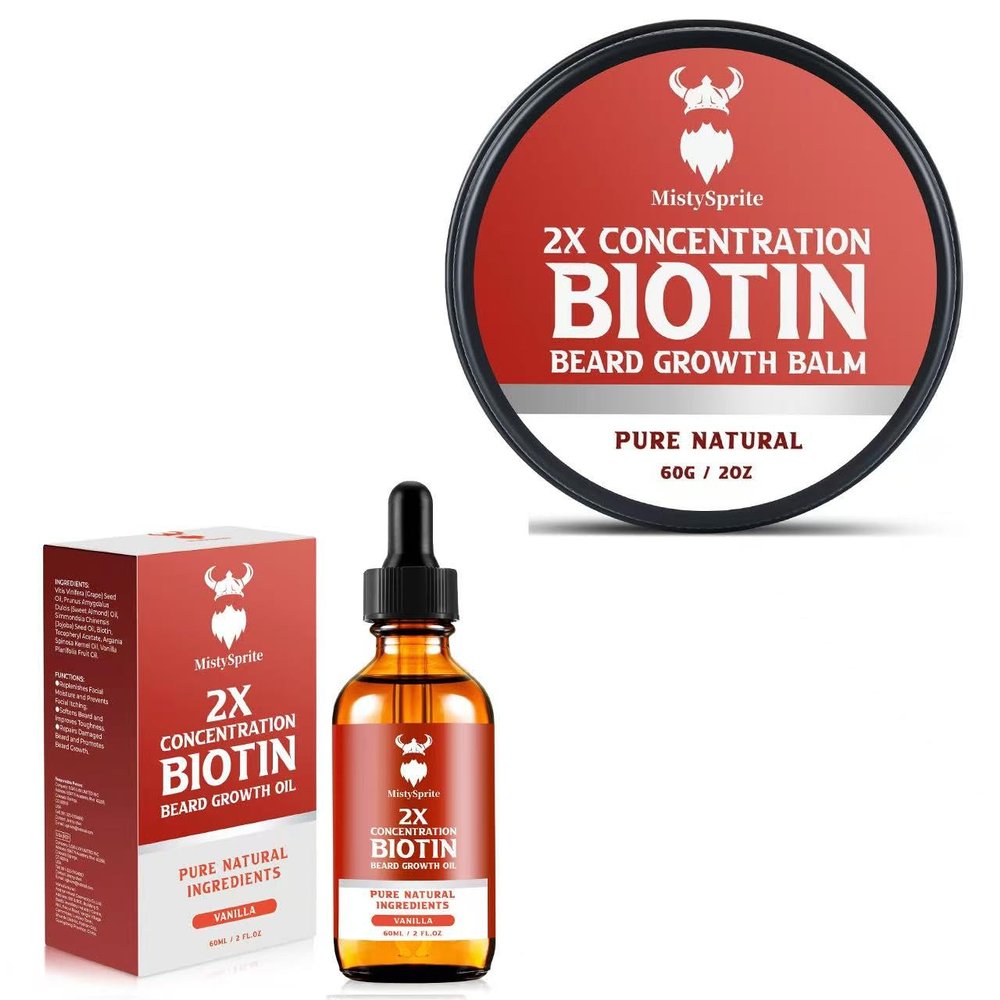 Biotin Beard Balm for Men & Conditioning Beard Wax and Growth Beard Growth Oil with 2X Concentration Biotin for Men, Hydrates & Thickens Facial Hair