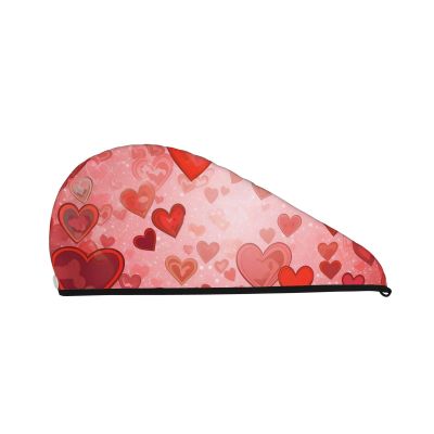 GDSHJKLW Love Heart Shape Drying Hair Caps Super Absorbent Soft Hair Drying Towel Quick Dry Coral Velvet Hair Drying Cap Hair Turban for Women Wet Hair Long Thick Hair