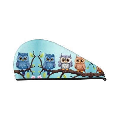 GDSHJKLW Owls On A Branch Drying Hair Caps Super Absorbent Soft Hair Drying Towel Quick Dry Coral Velvet Hair Drying Cap Hair Turban for Women Wet Hair Long Thick Hair