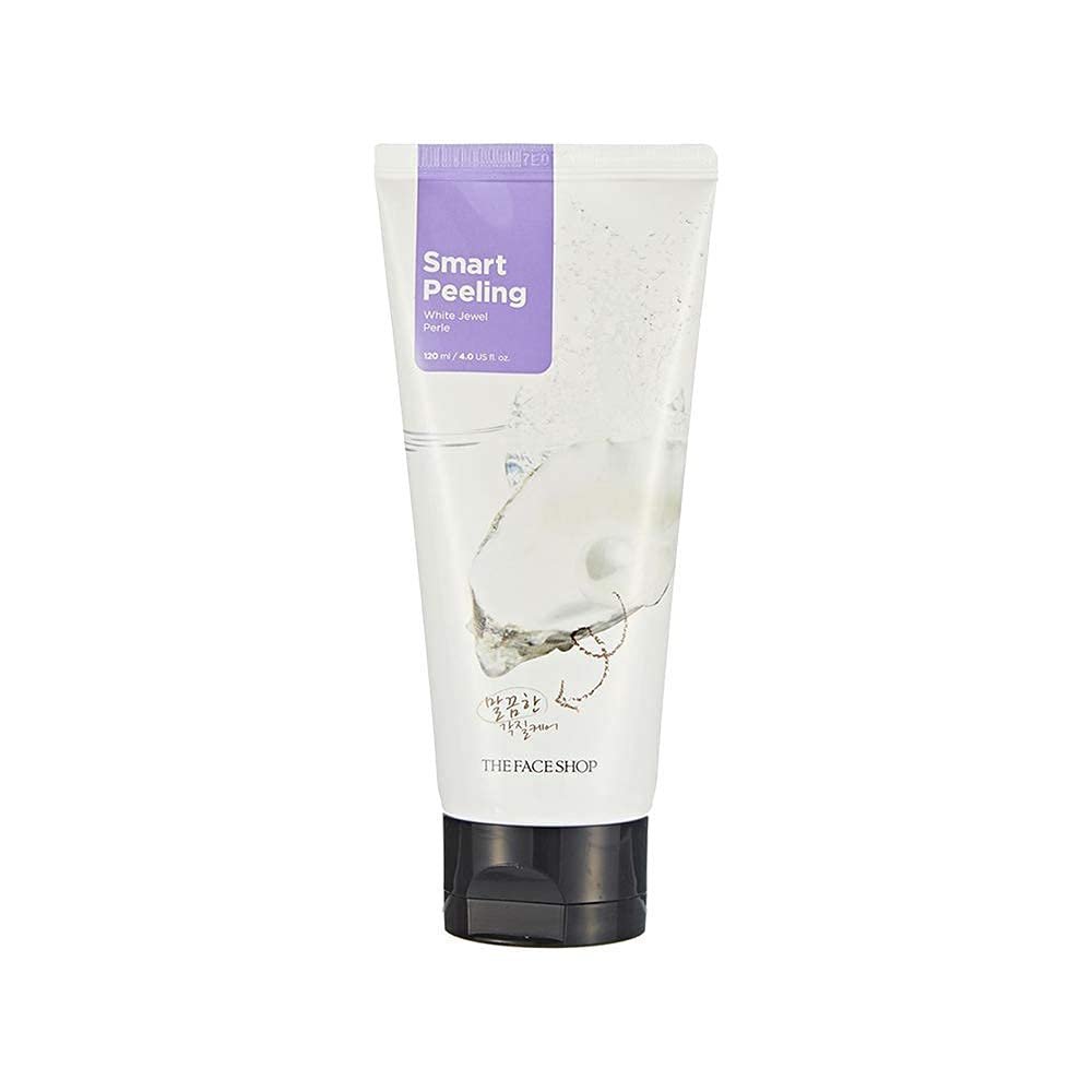 Face Shop Smart Peeling White Jewel Gentle Exfoliator Face Scrub with Pearl Powder extracts for Brightening| Removes Tan and Blackheads,120ml
