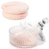 2Pcs Extra Large Body Powder Puff & Luxury 6" Glass Jar Dusting Powder Container with Puff for Women Bath Powder Puffs Perfect for Talcum or Loose Powder (Beige) view 1