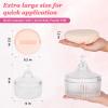 2Pcs Extra Large Body Powder Puff & Luxury 6" Glass Jar Dusting Powder Container with Puff for Women Bath Powder Puffs Perfect for Talcum or Loose Powder (Beige) view 2