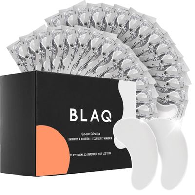 BLAQ Snow Circles Premium Under Eye Hydrating Patches for Dry Skin, Dark Circles and Puffiness. Snow Mushroom, Green Tea, Marine Algae, Vegan and Cruelty-Free, 30-Pack