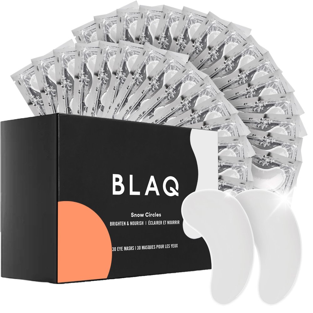 BLAQ Snow Circles Premium Under Eye Hydrating Patches for Dry Skin, Dark Circles and Puffiness. Snow Mushroom, Green Tea, Marine Algae, Vegan and Cruelty-Free, 30-Pack