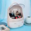 DUIMIMI Dustproof Pink Cosmetic Makeup Organizer with Handle, Double Layer Storage Box for Lipsticks, Jewelry, Skincare Products, Waterproof Desktop Organizer for Dressing Table view 2