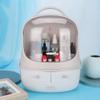 DUIMIMI Dustproof Pink Cosmetic Makeup Organizer with Handle, Double Layer Storage Box for Lipsticks, Jewelry, Skincare Products, Waterproof Desktop Organizer for Dressing Table view 3