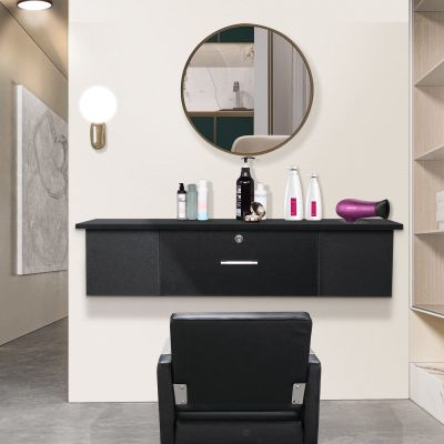 Black Wall Mount Salon Station Barber Stations Barber Beauty Spa Salon Equipment Storage Cabinet,Beauty Spa Salon Equipment,Wall Cabinet Bathroom Storage Cabinet,Table for Home Office Beauty Spa Salon