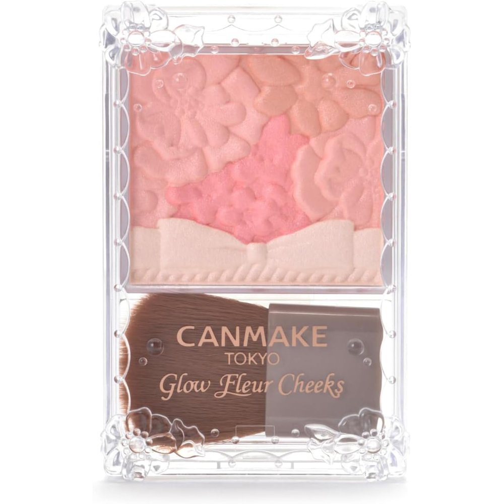 CANMAKE - Glow Fleur Cheeks - Long-Lasting Light Natural Blending Gentle Pearl Radiance - 0.20oz (5.7g) (18 Peach Whip Fleur)