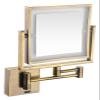 Wall Mounted Lighted Makeup Mirror Square Wall Mounted Double Sided 1X/3X Magnifying Mirror Rotation Extension Bathroom Mirror(Brass,Hardwired) view 1
