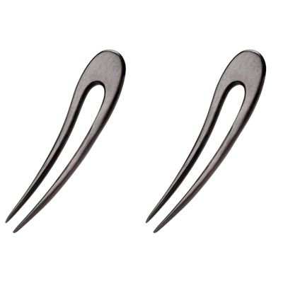 2 Pcs Black Wooden Hair Forks, U Shaped Hair Pins for Buns, Vintage Matte Hairpins, Valentines Christmas Wedding Prom Decorative accessories for Women Girls Long Thick Hair Updo