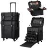 HKNNSDEED Rolling Makeup Train Case,Hairdressing Beauty Case Aluminum Trolley Case with Large Storage & 503 Wheels Hairdressing Beauty Case view 1