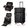HKNNSDEED Rolling Makeup Train Case,Hairdressing Beauty Case Aluminum Trolley Case with Large Storage & 503 Wheels Hairdressing Beauty Case view 4