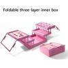 HKNNSDEED Rolling Makeup Train Case,Hairdressing Beauty Case Aluminum Trolley Case with Large Storage & 643 Wheels Hairdressing Beauty Case(A) view 2