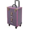 HKNNSDEED Rolling Makeup Train Case,Hairdressing Beauty Case Aluminum Trolley Case with Large Storage & 438 Wheels Hairdressing Beauty Case view 1