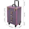 HKNNSDEED Rolling Makeup Train Case,Hairdressing Beauty Case Aluminum Trolley Case with Large Storage & 438 Wheels Hairdressing Beauty Case view 2