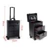 HKNNSDEED Rolling Makeup Train Case,Hairdressing Beauty Case Aluminum Trolley Case with Large Storage & 480 Wheels Hairdressing Beauty Case(Noir) view 4