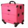 HKNNSDEED Rolling Makeup Train Case,Hairdressing Beauty Case Aluminum Trolley Case with Large Storage & 398 Wheels Hairdressing Beauty Case(Pink) view 1