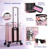 HKNNSDEED Rolling Makeup Train Case,Hairdressing Beauty Case Aluminum Trolley Case with Large Storage & 574 Wheels Hairdressing Beauty Case(Matte Pink) view 4