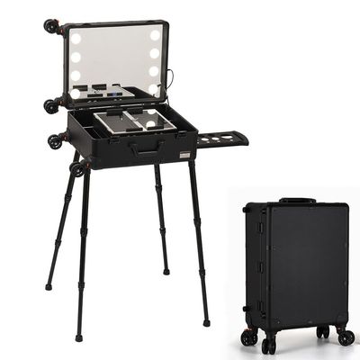 HKNNSDEED Rolling Makeup Train Case,Hairdressing Beauty Case Aluminum Trolley Case with Large Storage & 499 Wheels Hairdressing Beauty Case(22in)