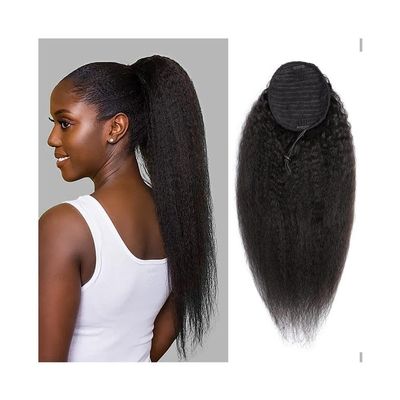 Ponytail Hair Extensions Drawstring Ponytail for Black Women Kinky Straight Human Hair Ponytail Extensions #1B Brazilian Remy Hair Yaki Straight Clip in Pony Tail Extensions Pony Tails Extensions Huma