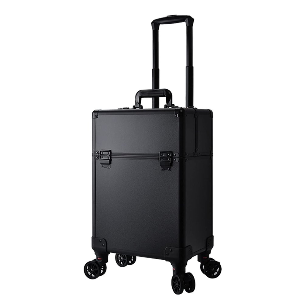 HKNNSDEED Rolling Makeup Train Case,Hairdressing Beauty Case Aluminum Trolley Case with Large Storage & 376 Wheels Hairdressing Beauty Case(Noir)