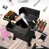 HKNNSDEED Rolling Makeup Train Case,Hairdressing Beauty Case Aluminum Trolley Case with Large Storage & 376 Wheels Hairdressing Beauty Case(Noir) view 2