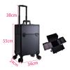HKNNSDEED Rolling Makeup Train Case,Hairdressing Beauty Case Aluminum Trolley Case with Large Storage & 376 Wheels Hairdressing Beauty Case(Noir) view 3