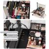 HKNNSDEED Rolling Makeup Train Case,Hairdressing Beauty Case Aluminum Trolley Case with Large Storage & 514 Wheels Hairdressing Beauty Case(Silver Stripe) view 3