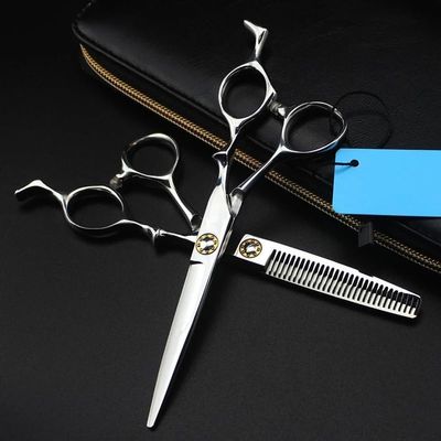 Hair Cutting Scissors, 6 Inch 6cr Steel Bearing Silver Hair Scissors Haircut Thinning Barber Cutting Shears Hairdresser Scissors Set