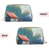 FHENTYU Fishing Nets Print Small Leather Makeup Bag for Women, Travel Cosmetic Bag with Zipper, Toiletries, Purse, Gift view 3
