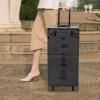 Fenjidrop Rolling Lockable Makeup Train Case, Cosmetology Case on Wheels Hairstylist Traveling Bag with Hairdryer Holder, Salon Storage Toolbox with Carry Handle and Trolley (Pure Black) view 2