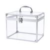 Crown Box, Clear Cosmetic Case, Acrylic Artists Display Case, Toiletry Train Case with Latches & Handle Large Capacity Acrylic Travel Makeup Tools Box for Vanity Dresser Bathroom Counter (Silver) view 1
