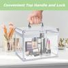 Crown Box, Clear Cosmetic Case, Acrylic Artists Display Case, Toiletry Train Case with Latches & Handle Large Capacity Acrylic Travel Makeup Tools Box for Vanity Dresser Bathroom Counter (Silver) view 3