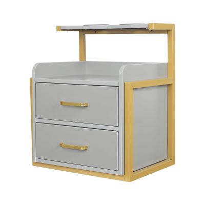 MhdunueSK Salon Wall Cabinet, Storage Cabinet for Hair Salon, Wall Mounted Salon Storage Cabinet for Spa Barber Store Salon Locker Room (Gold+ Gray)