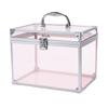Crown Box, Clear Cosmetic Case, Acrylic Artists Display Case, Toiletry Train Case with Latches & Handle Large Capacity Acrylic Travel Makeup Tools Box for Vanity Dresser Bathroom Counter (Silver-Pink) view 1