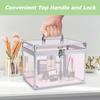 Crown Box, Clear Cosmetic Case, Acrylic Artists Display Case, Toiletry Train Case with Latches & Handle Large Capacity Acrylic Travel Makeup Tools Box for Vanity Dresser Bathroom Counter (Silver-Pink) view 3