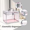 Crown Box, Clear Cosmetic Case, Acrylic Artists Display Case, Toiletry Train Case with Latches & Handle Large Capacity Acrylic Travel Makeup Tools Box for Vanity Dresser Bathroom Counter (Silver-Pink) view 4