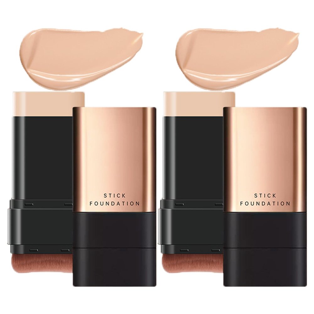 2 In 1- Luxury Anti-Wrinkle Foundation Stick, Korea Flawless Eraser Foundation Stick With Brush, Contour Stick Foundation Face Stick, Makeup Eraser Korean Foundation Stick (Natural * 2)