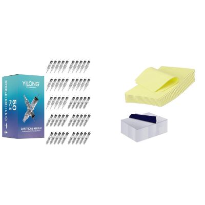 5 Pcs each of 3RL5RL7RL9RL5RS7RS9RS9RM11RM7M1 Disposable Membrane Tattoo Needles Add 40Pcs Tattoo Fake Skin and Stencil Paper Kit