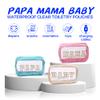 2pc Mama Baby Papa Clear Pouch Set with Chenille letters  Travel Makeup Toiletry Organizer Bags for Family Packing  Cute Personalized for Vacation, Hospital & Diaper Bag Essentials view 3