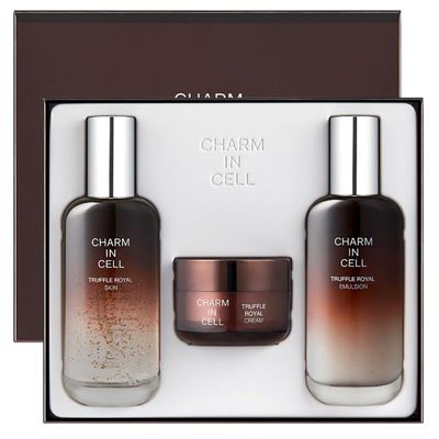 CHARMZONE Truffle Royal Anti-Aging Skincare Set  Korean 3-Piece Set with Toner (3.72 fl oz), Emulsion (3.72 fl oz) & Cream (1.69 fl oz) for Wrinkles, Firming, Radiance