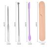 Foundation Spatula with PU Leather Case Set, Cosmetic Mixing Makeup Spatula, Silicone Cosmetic Spatula Stainless Steel Makeup Palette Double Edged Spatula view 2