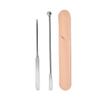 Foundation Spatula with PU Leather Case Set, Cosmetic Mixing Makeup Spatula, Silicone Cosmetic Spatula Stainless Steel Makeup Palette Double Edged Spatula view 4