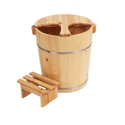 5JJJLOOOPP Natural Wooden Foot Bath Bucket Pedicure Basin High 40cm Foot Washing Barrel Foot Bath Barrel Foot Pedicure Barrel Foot Pine Barrel with Lid I A (F)