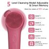 ADINC Silicone Face Scrubber, Waterproof Rechargeable Facial Cleansing Brush, 5 Cleansing Modes with Nose Brush for Women & Men Electric Facial Tool for Deep Cleaning Exfoliating, Massaging Berry view 4