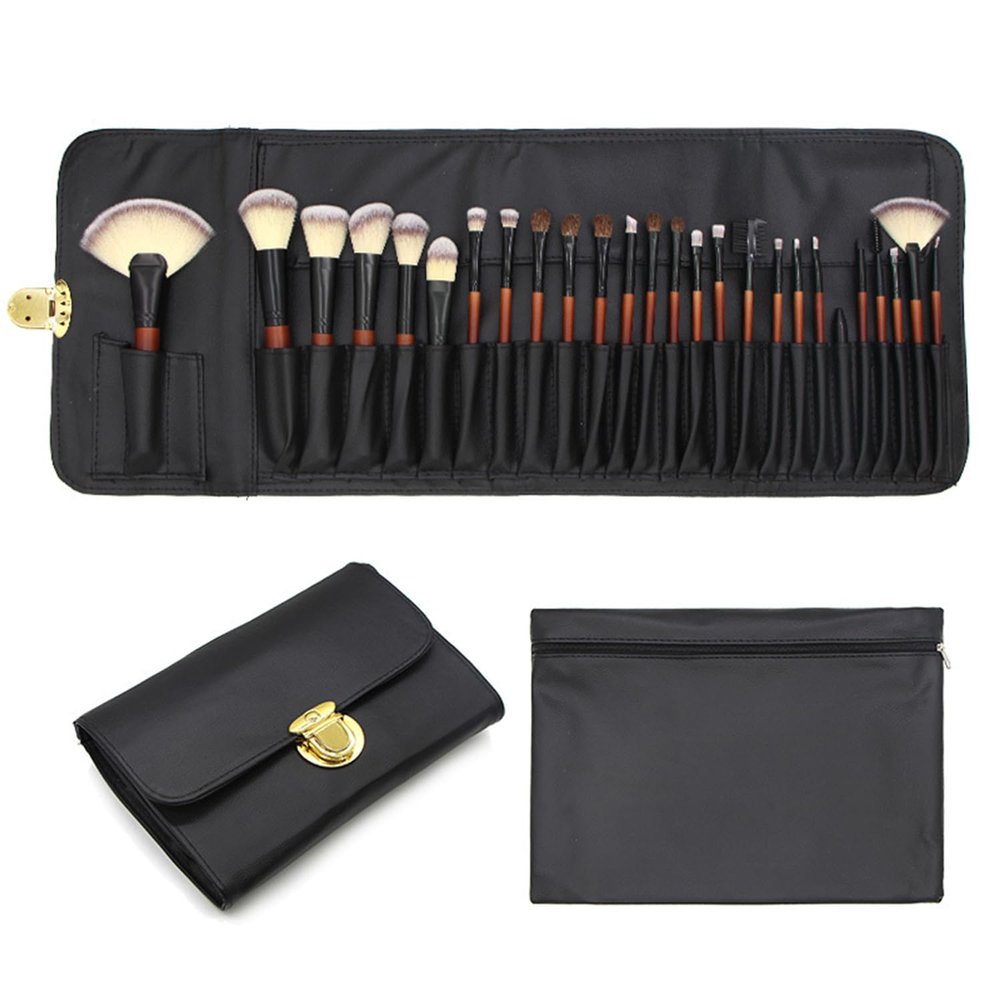 26 Makeup Brushes Set with Leather Bag, Premium Synthetic Kabuki Foundation Blending Brush Face Powder Blush Concealers Eye Make Up Brush with Case (26 Makeup Brushes +1 Bag)
