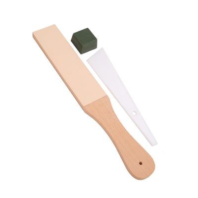 WATIIFUFU 1set Leather Sharpening Strop Wood Handle Double-sided Polishing Board for and Tools for Maintaining Sharpness of Cutting Instruments and Woodworking Tools