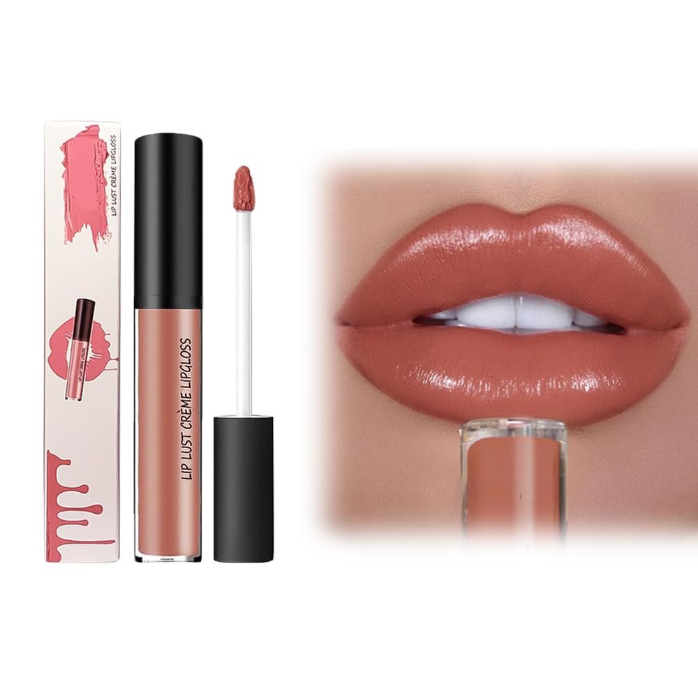 12 Colors Cream Texture Lipstick, New No Fade Velvet Matte Liquid Lipstick Long-Lasting Moisturizing Lipsticks, Waterproof Long Lasting Lipsticks Lip Plumper Gloss Natural Hydrating Lipstick (#08)