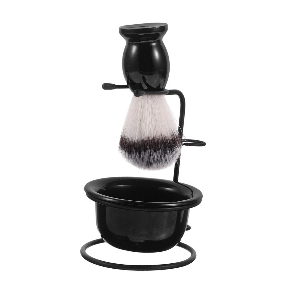 COLLBATH Shaving Brush Stand Holder with Bowl Men's Shaving Set Soft Brush Travel Home Use Pore-cleaning Barber Rack